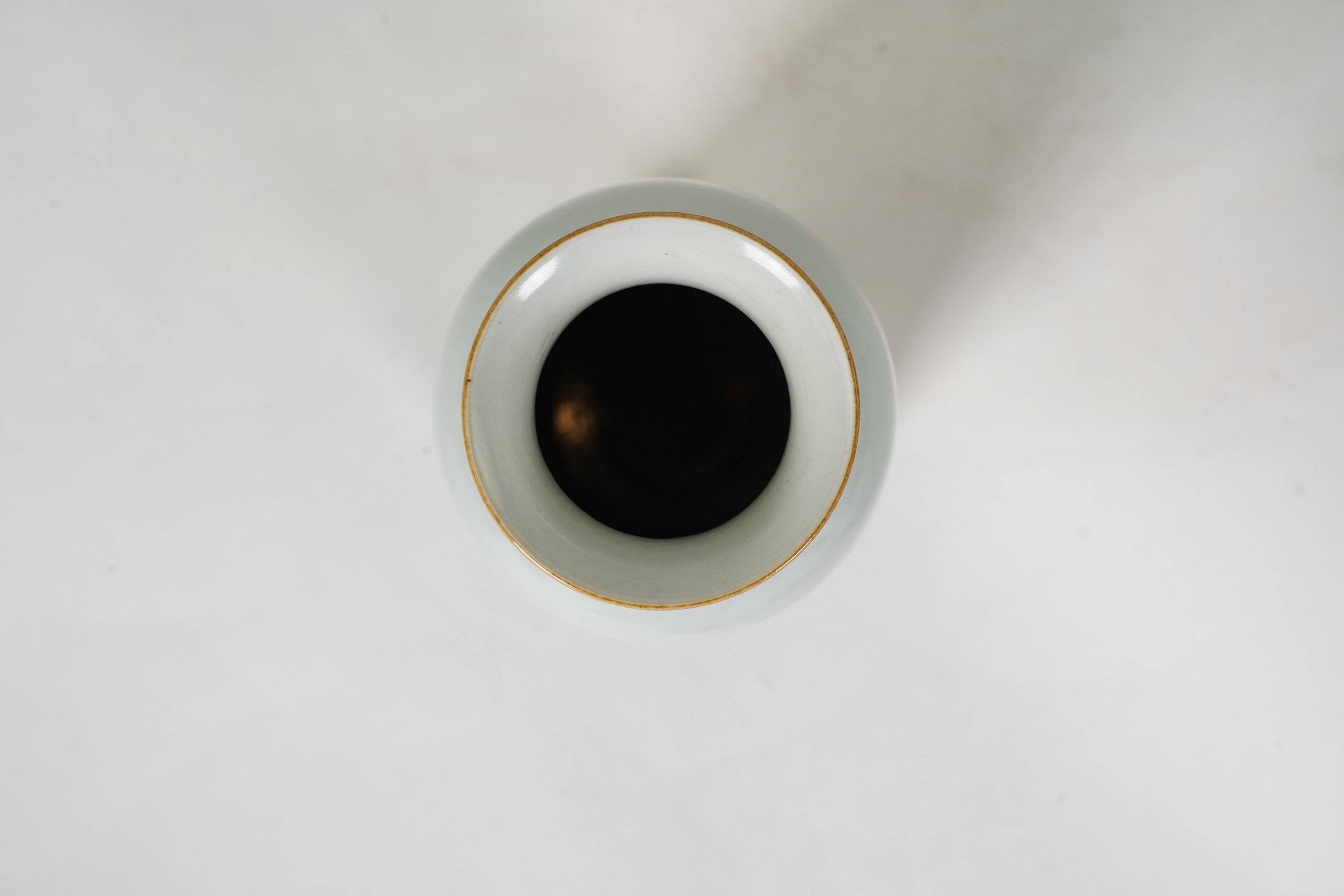 A small Chinese blue and white sleeve vase, Kangxi style